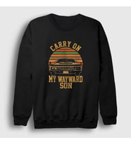 Presmono Unisex Siyah Carry On My Wayward Son Dizi Supernatural Sweatshirt 441541tt