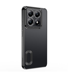 Xiaomi 14T Pro Kılıf Logo Yeri Açık Kamera Lens Korumalı Renkli Kenarlı Şeffaf Silikon (Siyah)