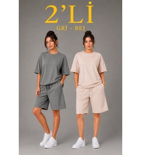Kadın Günlük Oversize Şortlu Tişört Takım Seti