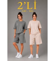 Kadın Günlük Oversize Şortlu Tişört Takım Seti