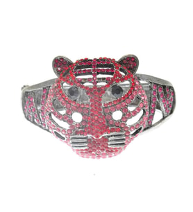 Hdmarketim Otantik Swarovski Taşlı Kaplan Kelepçe Metal Bileklik 5520