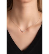 BEGÜM SİLVER Beyaz Zirkon Taşlı   Melek Kanatlı  Gümüş Kolye 925 Ayar BEGÜMSİLVERR (Rose)