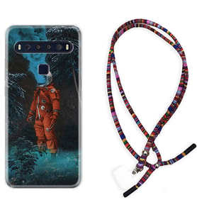 TCL 10L 10 Plus 10SE 20E 20SE 30 L7 Kılıf Boyun Asklı Rasta Silikon Astronot Smoke 1769