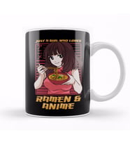 Just A Girl Who Loves Anime And Ramen Kupa Bardak Porselen