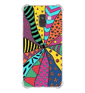 PrintiFy Samsung Galaxy A8 2018 Uyumlu Retro Color 4 Baskılı Şeffaf Köşe Korumalı Antişok Kılıf