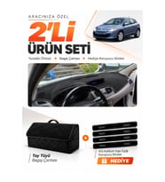 RENAULT MEGANE 3 KÜÇÜK EKRAN (2008-2015) Uyumlu Torpido Örtüsü + Tay Tüyü Bagaj Çantası Seti - Siyah