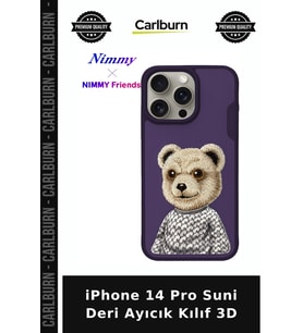 iPhone 14 Pro Suni Deri Ayıcık Kılıf 3D Arkadaşa Hediye Telefon Kılıfı Hediyelik Eşya