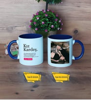Kız Kardeş Kupa Bardak Lacivert Fotoğraflı Kız Kardeşe Doğum Günü Hediyesi