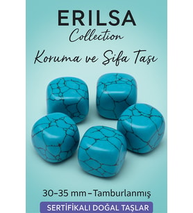 Sertifikalı Tamburlanmış Doğal Firuze Taşı Kütle (30-35 mm) – Koruma ve Şifa Taşı