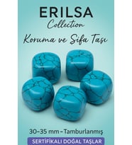 Sertifikalı Tamburlanmış Doğal Firuze Taşı Kütle (30-35 mm) – Koruma ve Şifa Taşı