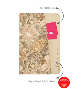 giftcrea Kişiye Özel Çiçek Desenli Defter Lazer İsim Kazıma Günlük Kartlıklı Defter (Krem)