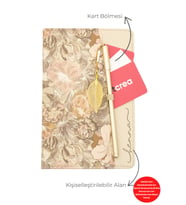 giftcrea Kişiye Özel Çiçek Desenli Defter ve Tüy Kalem Seti Lazer İsim Kazıma Günlük Kartlıklı Defter (Krem)