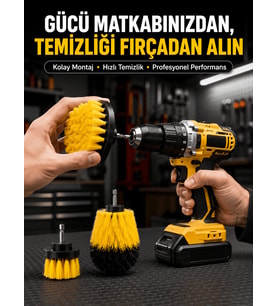 Matkap Uyumlu Temizlik Fırçası Seti 3’lü Çok Amaçlı