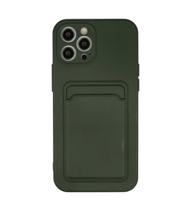 Apple iPhone 12 Pro Max Kılıf Kelvin Kartvizitli Silikon - Koyu Yeşil