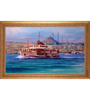 EV İŞYERİ OFİS İÇİN ALTIN ÇERÇEVELİ PASPARTULU TABLO VB576