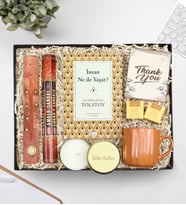 Kişiye Özel Gold Metal Kutulu Mum & Çubuk Tütsü & Kitap & Teashop 2'li Bitki Çayı & Kupa Hediye Seti (Kahverengi)