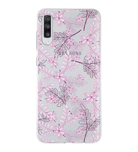 Samsung Galaxy A70s  Uyumlu Kapak Floral Pudra Tasarımlı Şeffaf Silikon Kılıf