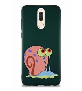 Huawei Mate 10 Lite Soft Premier Kapak Salyangoz Gary Tasarımlı Silikon Kılıf - Yeşil (Şeffaf)