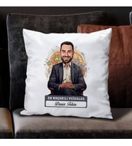 Kişiye Özel Hediye Karikatürlü En İyi Erkek Psikolog Yastık