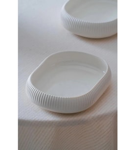 Acar Linea Porselen Oval Beyaz Tabak 18x13x4 cm