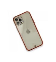 Newface iPhone 12 Pro Kılıf Liva Taşlı Silikon - Kırmızı