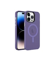 Apple iPhone 14 Pro Max Uyumlu Kılıf Zore M-safe Şarj Özellikli Buzlu Transparan C-Pro Sert Kapak (Koyu Mor)