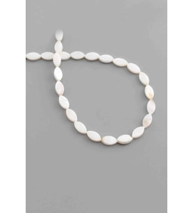 Sedef Doğal Taş Parlak Beyaz Arpa Kesim 5x10mm Dizi [AA]