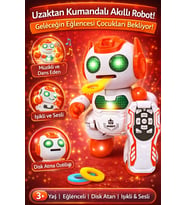 Uzaktan Kumandalı Disk Atan Akıllı Oyuncak Robot Işıklı Müzikli Dansçı Robot (Turuncu)