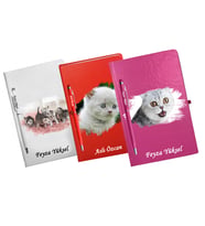 Kişiye Özel Kedi Tasarımlı Üçlü Defter Kalem Hediye Seti