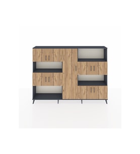 Arges Dolap 10 Raflı 9 Kapaklı 220x30x163 Antrasit-Çam/Antrasit