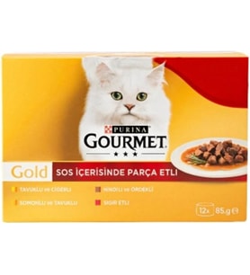 Gold Parça Sığır Etli Yaş Kedi Maması Multipack 85 gr. (12 Al 9 Öde)