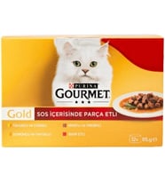 Gold Parça Sığır Etli Yaş Kedi Maması Multipack 85 gr. (12 Al 9 Öde)