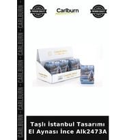 Özel Üretim Hediyelik Şık Taşlı İstanbul Tasarımı El Aynası İnce Alk2473A