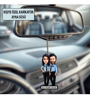 Sevgiliye Özel Karikatür Ayna Süsü – Sevgililer Günü Hediyesi Araç İçi Süs