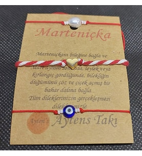3'lü Marteniçka dilek şans bilekliği  doğal incili
