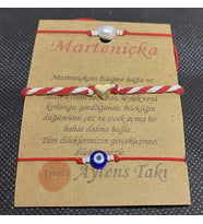 3'lü Marteniçka dilek şans bilekliği  doğal incili
