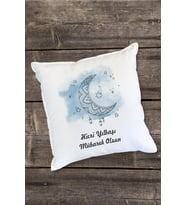 Kişiye Özel Hicri Yılbaşına Özel Ay Tasarımlı Yastık (Beyaz)