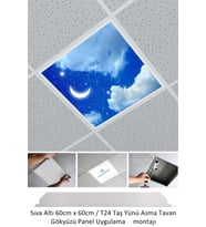 Asma Tavan-60cmx60cm-sıva Altı-54w-6500 K-beyaz-led Panel-led Armatür-taş Yünü Asma Tavan- Led