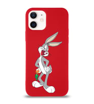 Apple iPhone 12 Uyumlu Lansman Kılıf Bugs Bunny Tasarımlı Altı Kapalı İçi Kadife Kaplı  Kapak (Şeffaf)