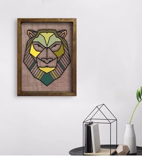 BK Home Aslan Tasarımlı Doğal Masif Ahşap Çerçeveli Tablo 45x65cm-1