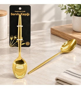 Northcity Metal Altın Servis Kaşığı 27 cm