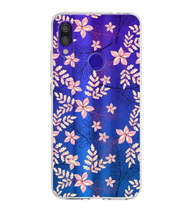 Xiaomi Redmi Note 7 Pro Uyumlu Kapak Floral Kırmızı Tasarımlı Şeffaf Silikon Kılıf