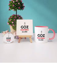 Göz Doktoru Kupa Bardak Pembe Dekoratif Taş Baskı Anahtarlık