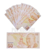 50 Adet 50 TL Geçersiz Para Parti Şaka Düğün Oyun Parası Fim Dizi Çekimleri İçin (Turuncu)