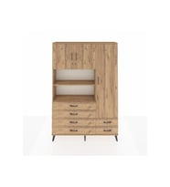 Arges Gardrop 9 Raflı 6 Çekmeceli 3 Kapaklı 132x30x195 Çam-Çam