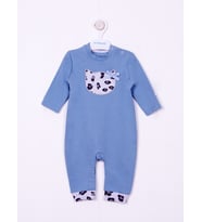 Kidaxi Nakışlı Patiksiz Pamuklu Kız  Bebe Tulumu (Mavi)