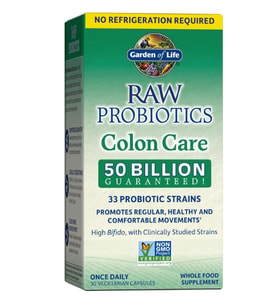 Garden of Life Probiotics for Women and Men 30 Capsul- Raw Probiotics Colon Care 50 Billion CFU and Enzymes, Shelf Stable Once Daily Acidophilus Probiotic for Regularity and Immune Health.