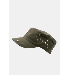 Kadın Asker Stili Haki Taşlı Tasarım Şapka Full Cap 57cm