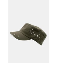 Kadın Asker Stili Haki Taşlı Tasarım Şapka Full Cap 57cm