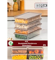 Porsima 5309 4lü Buzdolabı ve Difriz Düzenleyici Saklama Kabı Seti - BPA İçermez, Mikrodalga Uyumlu, Kapaklı, Gıda Saklama Kabı, Kapicino, 2 Lt